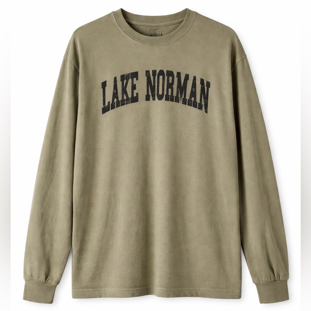 Comfort Colors Lake Norman NC Olive Green Long Sleeve Tee XL Collegiate - Picture 4 of 6